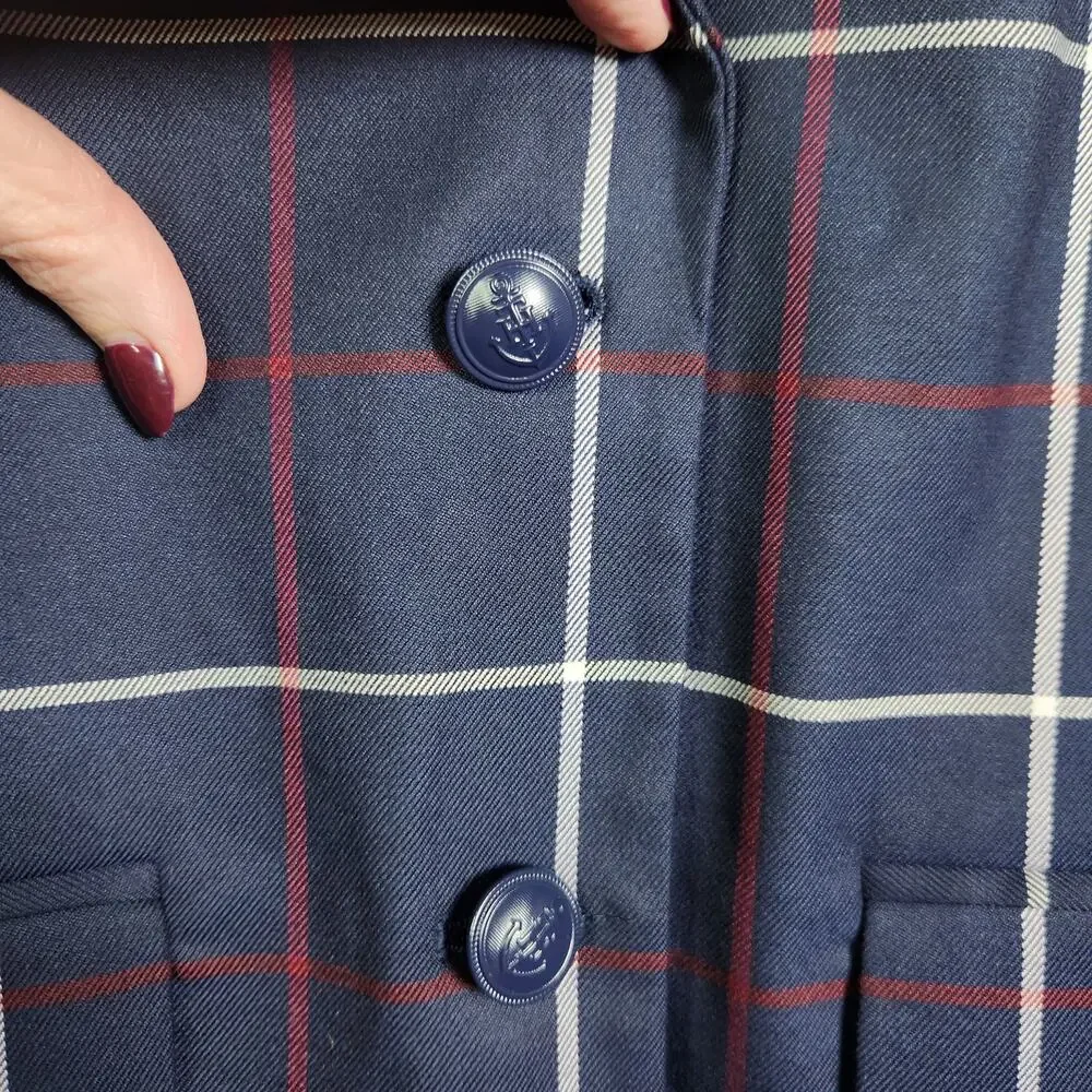 NEW Tommy Hilfiger Blazer Sz 2 Womens Navy Blue Plaid Academia Preppy Old Money - Picture 5 of 16